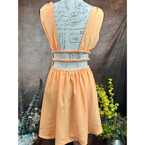 Semi Backless Sleeveless Gathered Waist Vero Moda Bonni Catch Mini Dress OrangeM - Picture 12 of 16
